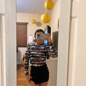 Black and White Tie Dye Mesh Top
